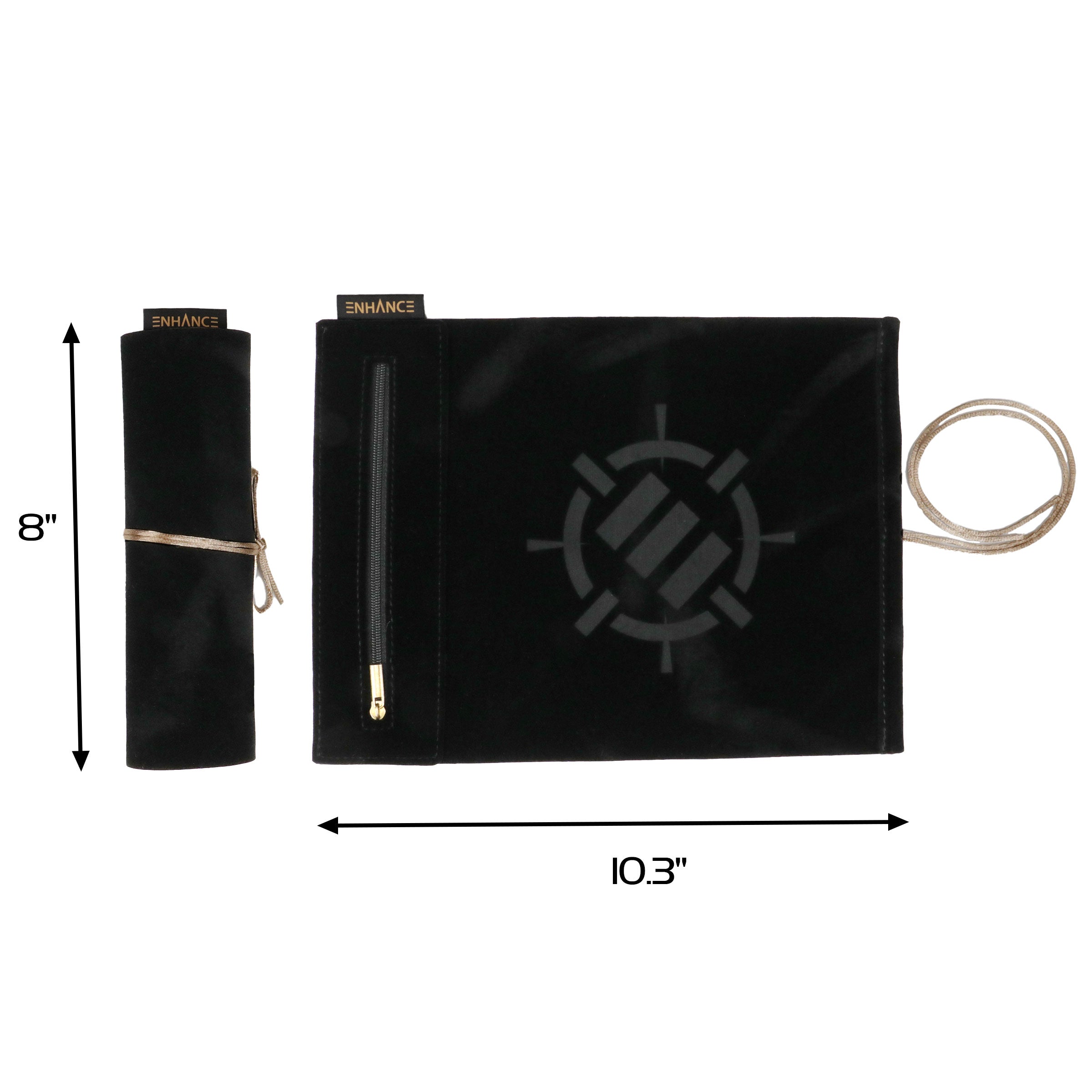 ENHANCE - Roll on a Scroll Dice Case and 7pc Acrylic Dice Set: Black