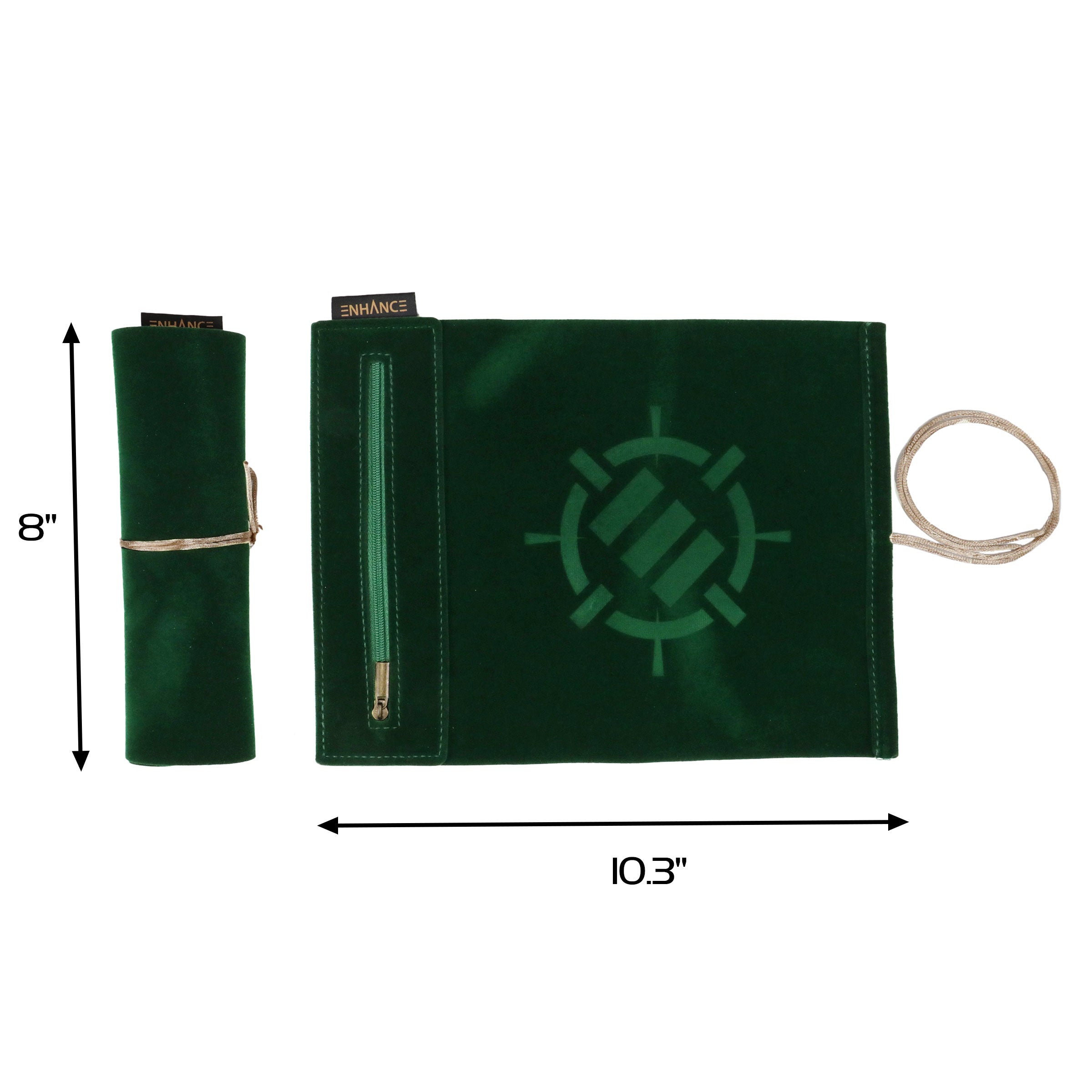 ENHANCE - Roll on a Scroll Dice Case and 7pc Acrylic Dice Set: Green
