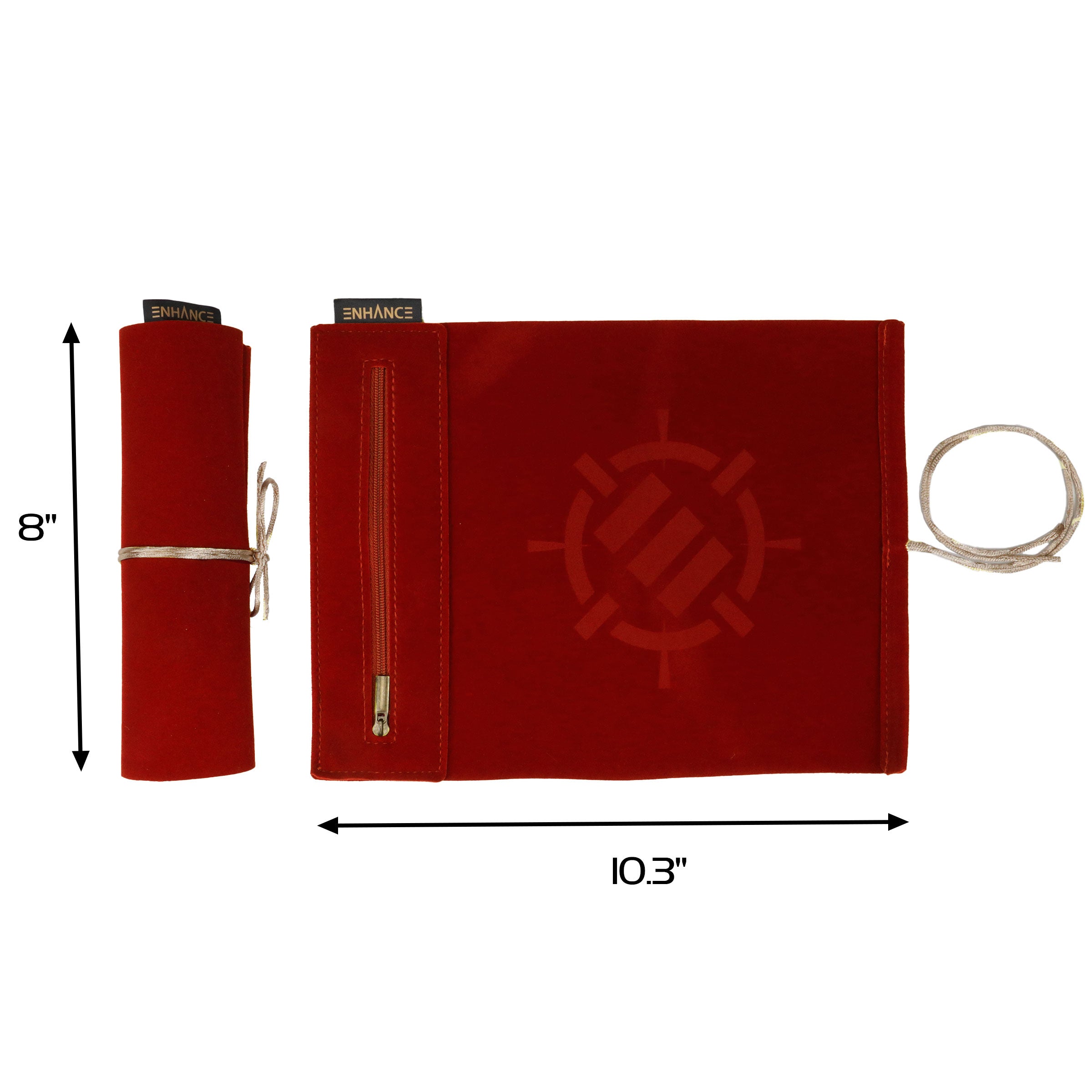 ENHANCE - Roll on a Scroll Dice Case and 7pc Acrylic Dice Set: Red
