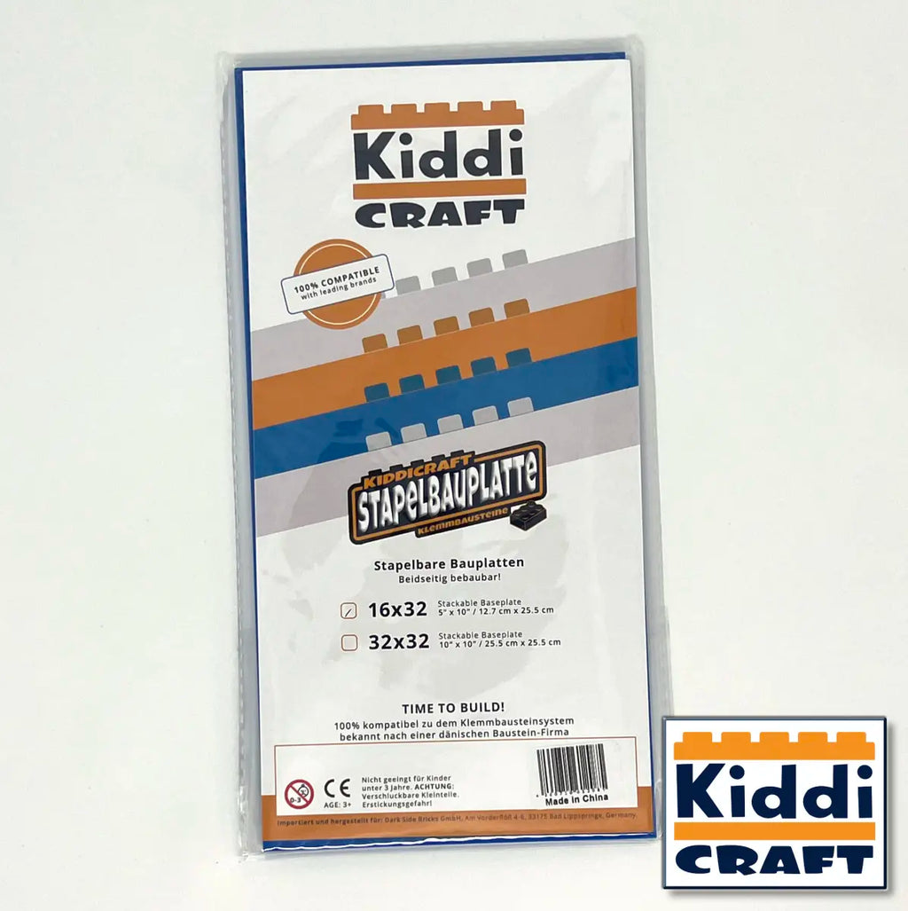 Kiddicraft - Stackable Baseplate 16 x 32 Noppen (12,7 x 25,5cm) - Blau