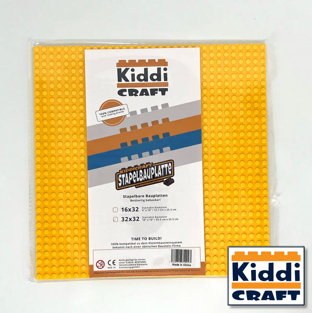 Kiddicraft - Stackable Baseplate 32 x 32 Noppen (25,5 x 25,5cm) - Gelb
