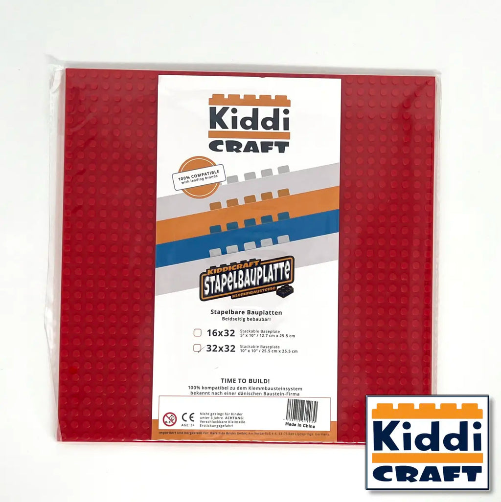 Kiddicraft - Stackable Baseplate 32 x 32 Noppen (25,5 x 25,5cm) - Rot