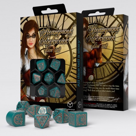 Steampunk Uhrwerk: 7er Modern RPG Würfel Set- Nautical Apparatus