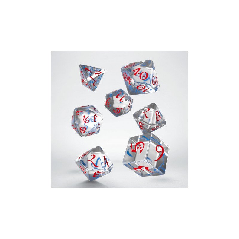Classic RPG: 7er RPG Würfel Set - Translucent & blue-red