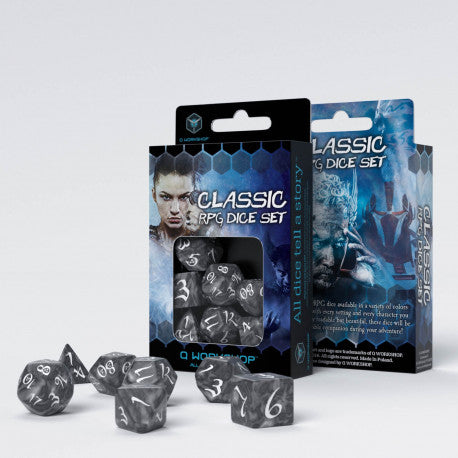 Classic RPG: 7er RPG Würfel Set - Smoky & white