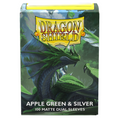 DS - Standard Dual Sleeves - Apple Green & Silver [Matte] - (100 Sleeves)