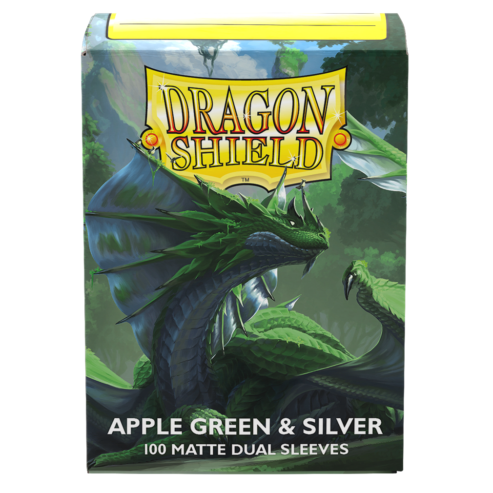 DS - Standard Dual Sleeves - Apple Green & Silver [Matte] - (100 Sleeves)