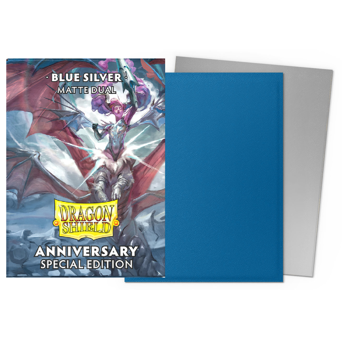 DS - Standard Dual Sleeves - Cobalt & Silver [Matte] - (100 Sleeves)
