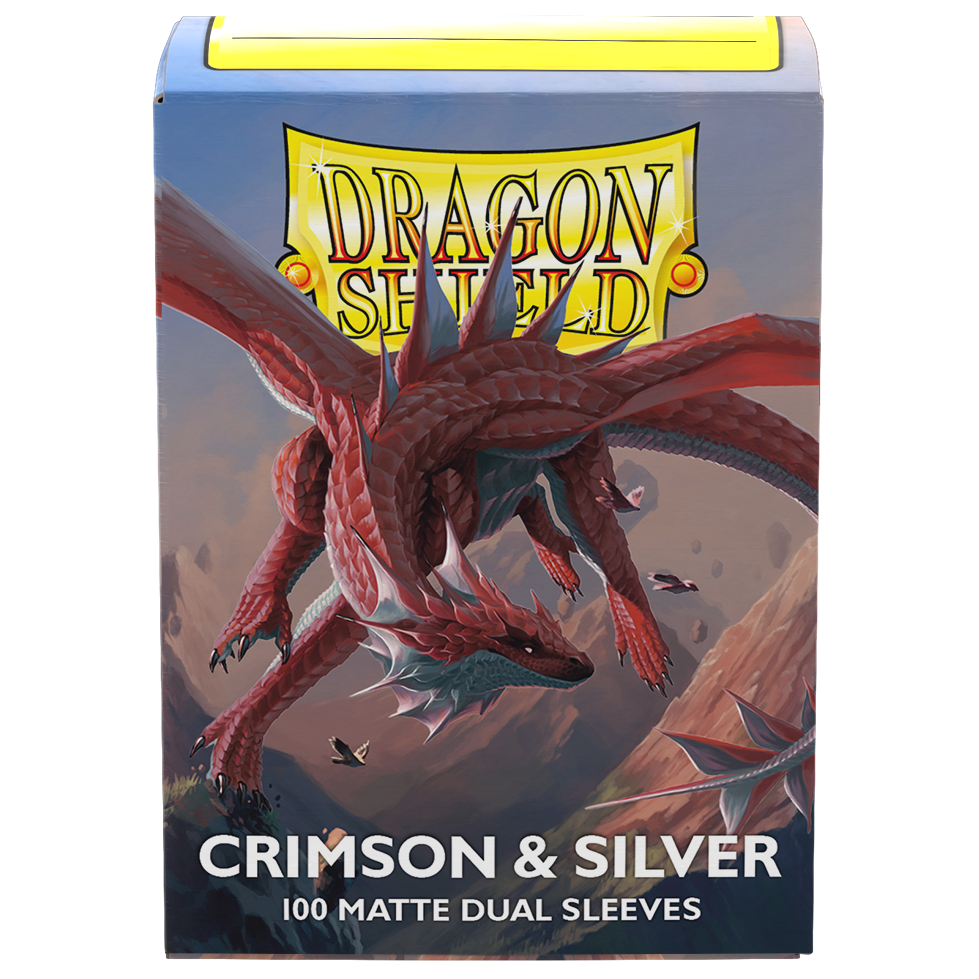 DS - Standard Dual Sleeves - Crimson & Silver [Matte] - (100 Sleeves)