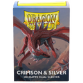 DS - Standard Dual Sleeves - Crimson & Silver [Matte] - (100 Sleeves)
