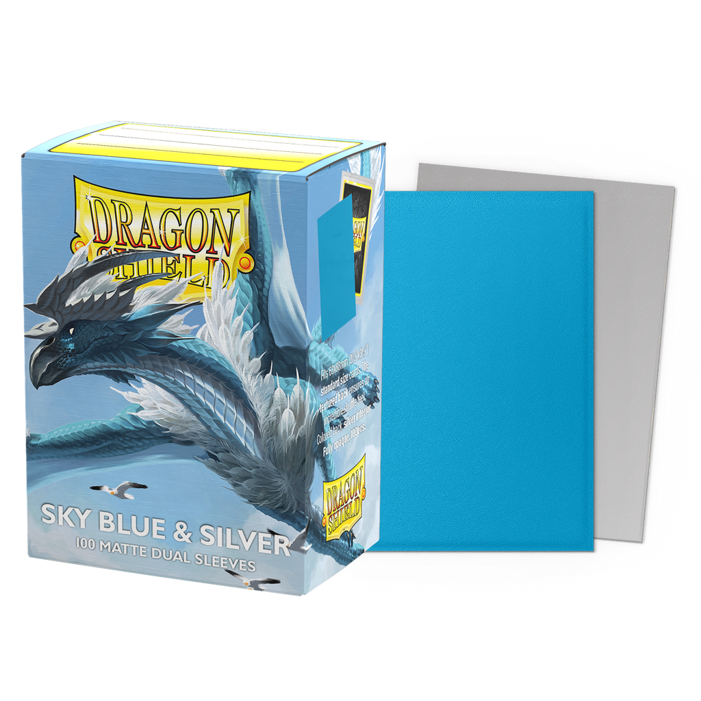 DS - Standard Dual Sleeves - Sky Blue & Silver [Matte] - (100 Sleeves)