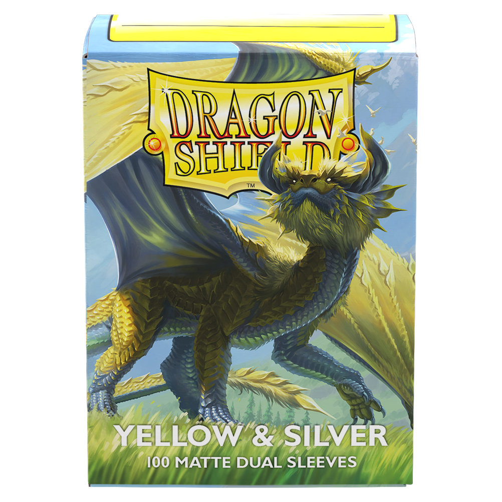 DS - Standard Dual Sleeves - Yellow & Silver [Matte] - (100 Sleeves)