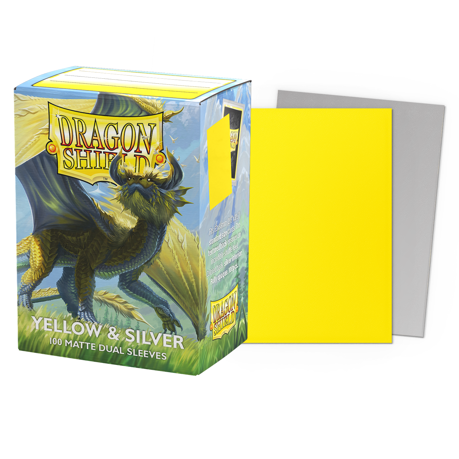 DS - Standard Dual Sleeves - Yellow & Silver [Matte] - (100 Sleeves)