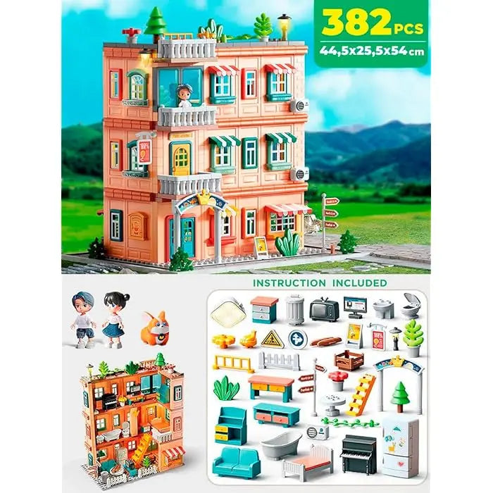 Feelo - Puppenhaus - Großes Stadthaus - große Klemmbausteine