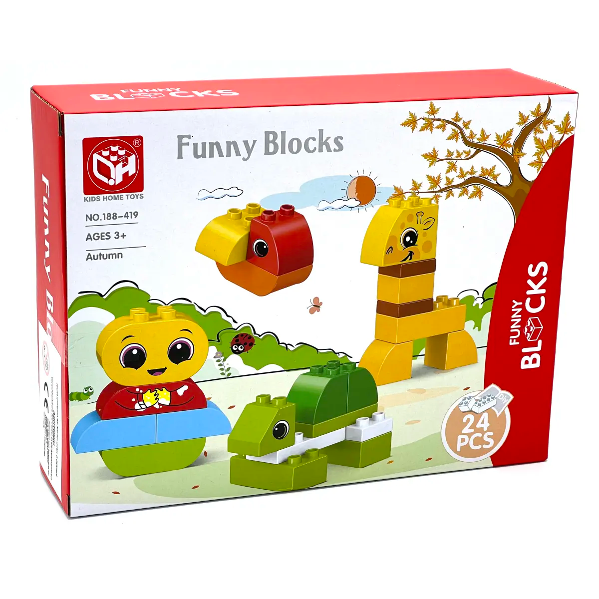 Funny Blocks - Tiere im Herbst - große Klemmbausteine
