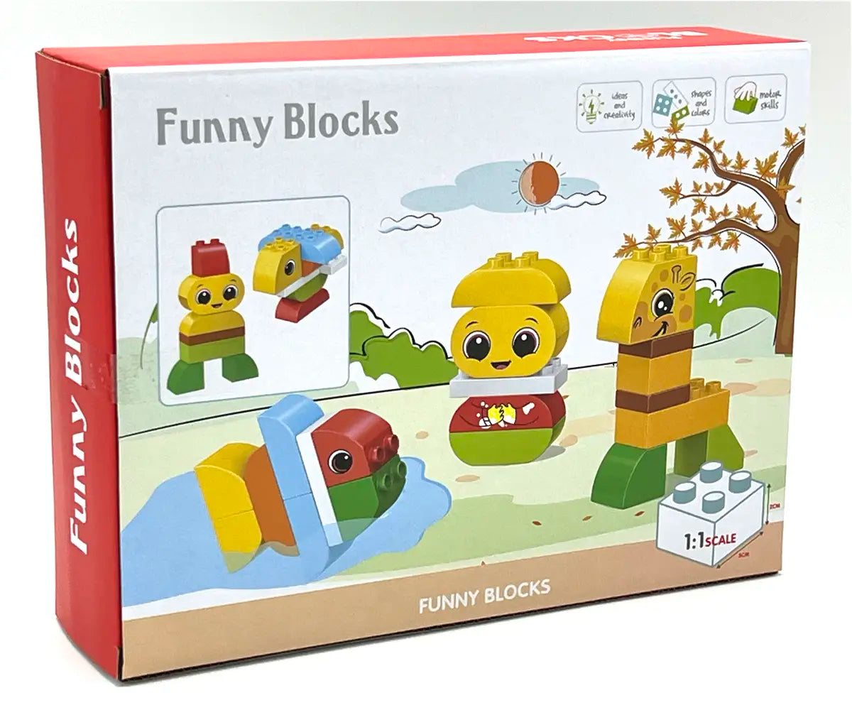 Funny Blocks - Tiere im Herbst - große Klemmbausteine