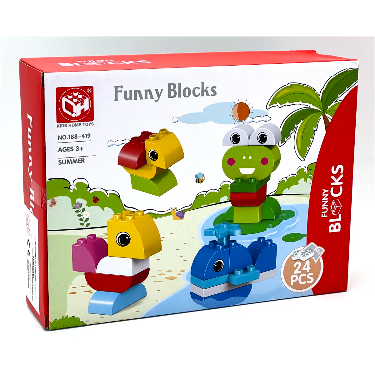 Funny Blocks - Tiere im Sommer - große Klemmbausteine