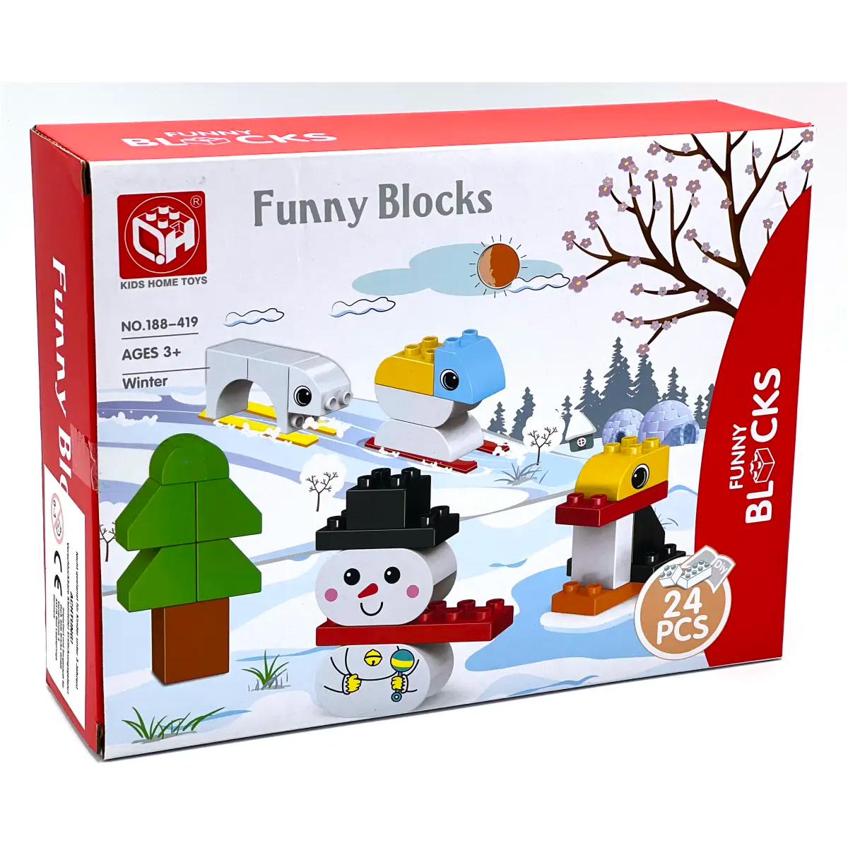 Funny Blocks - Tiere im Winter - große Klemmbausteine