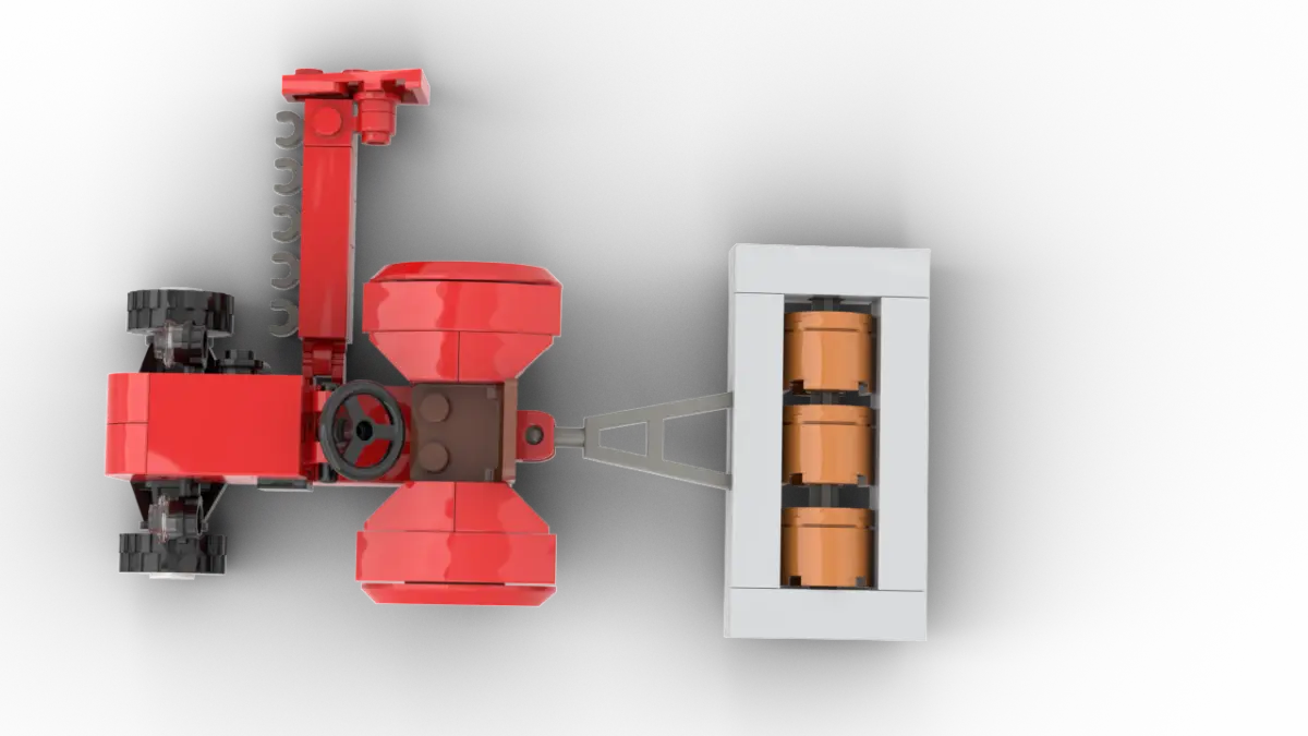 Kiddicraft - Roter Trecker mit Walze und Mähbalken